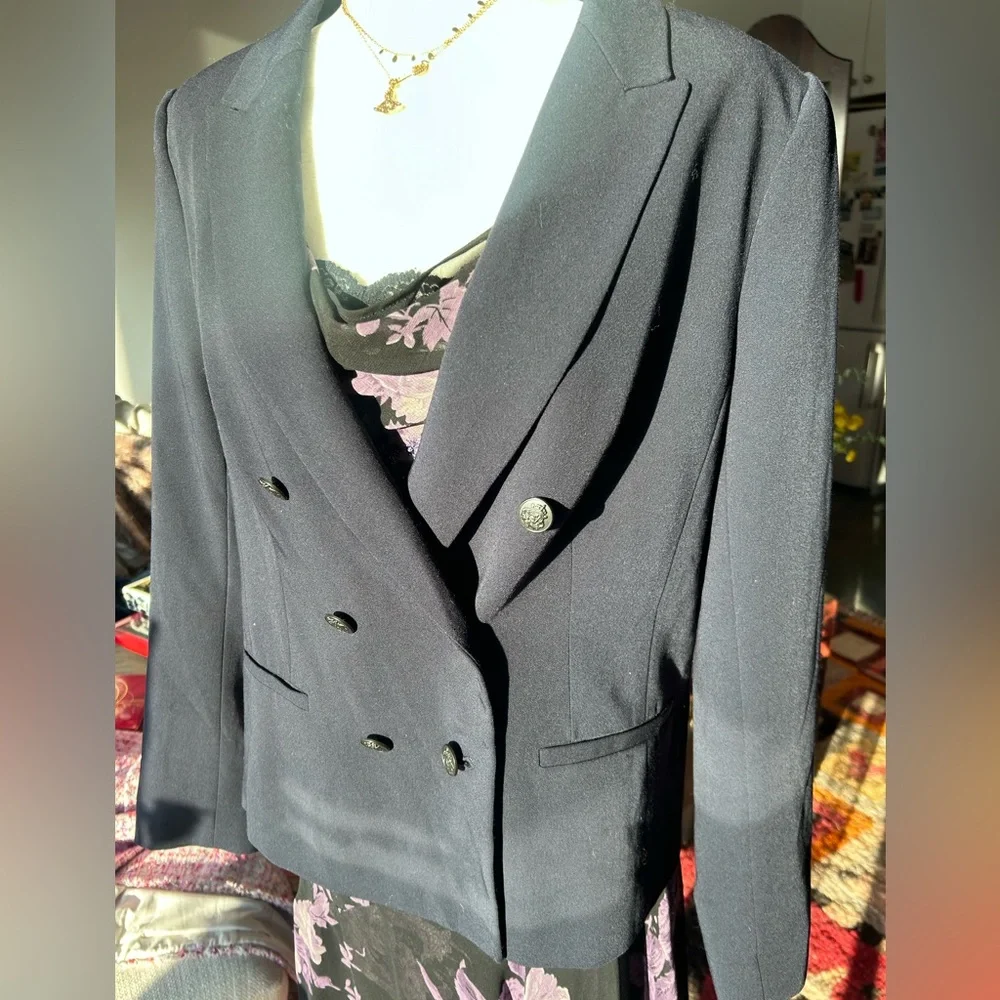 Ann Taylor Navy Double Breasted Blazer - Picture 3 of 5